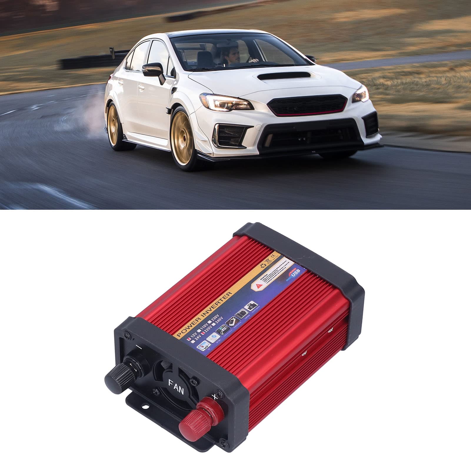 500 W Auto-Wechselrichter, modifizierte Sinuswelle mit Zwei USB-Anschlüssen und Wechselstrom-Steckdose für Urlaub, Camping, Roadtrips, 12 V bis 110 V–220 V