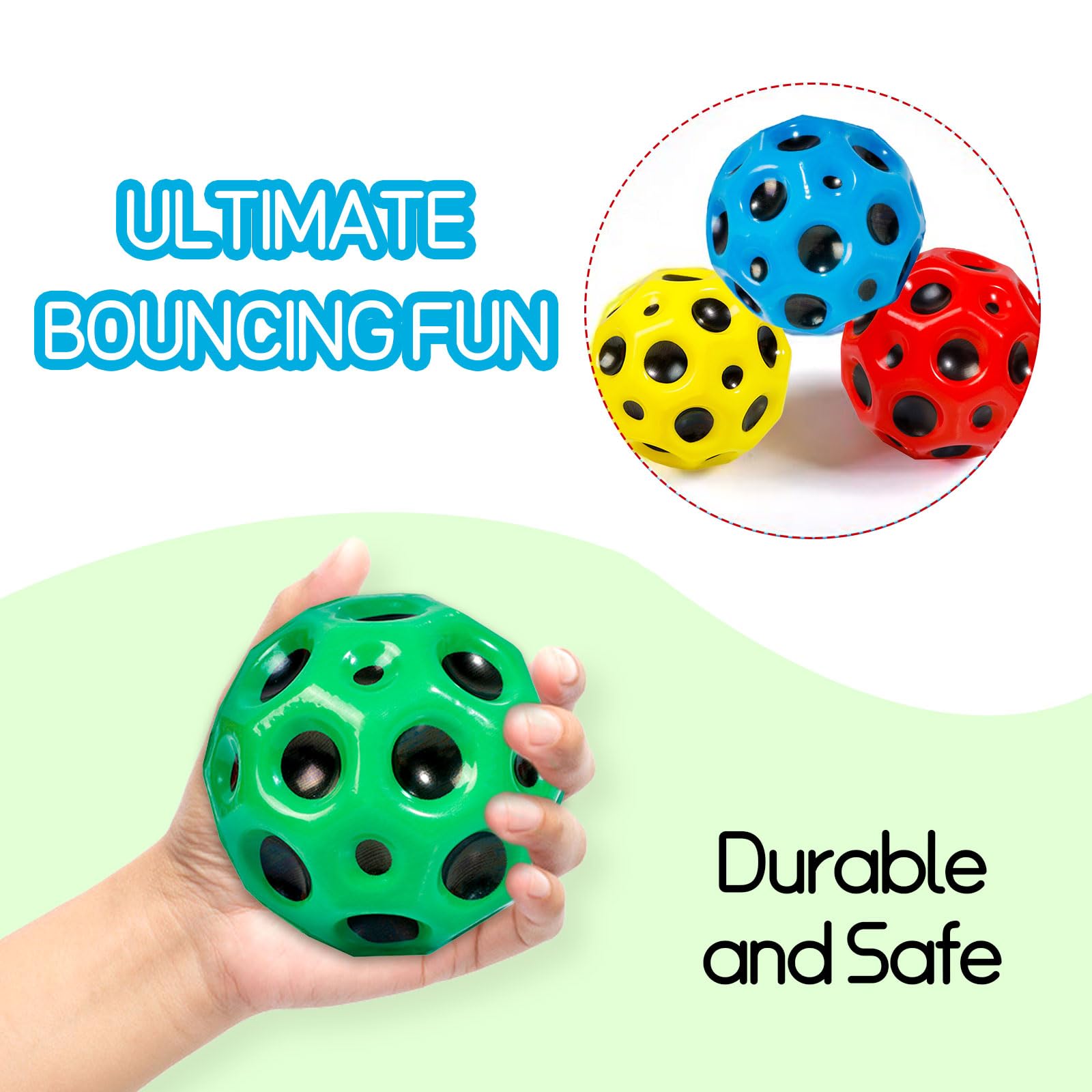 Balle rebondissante - Jump Ball - Moon Ball - Couleurs vives - Matériau