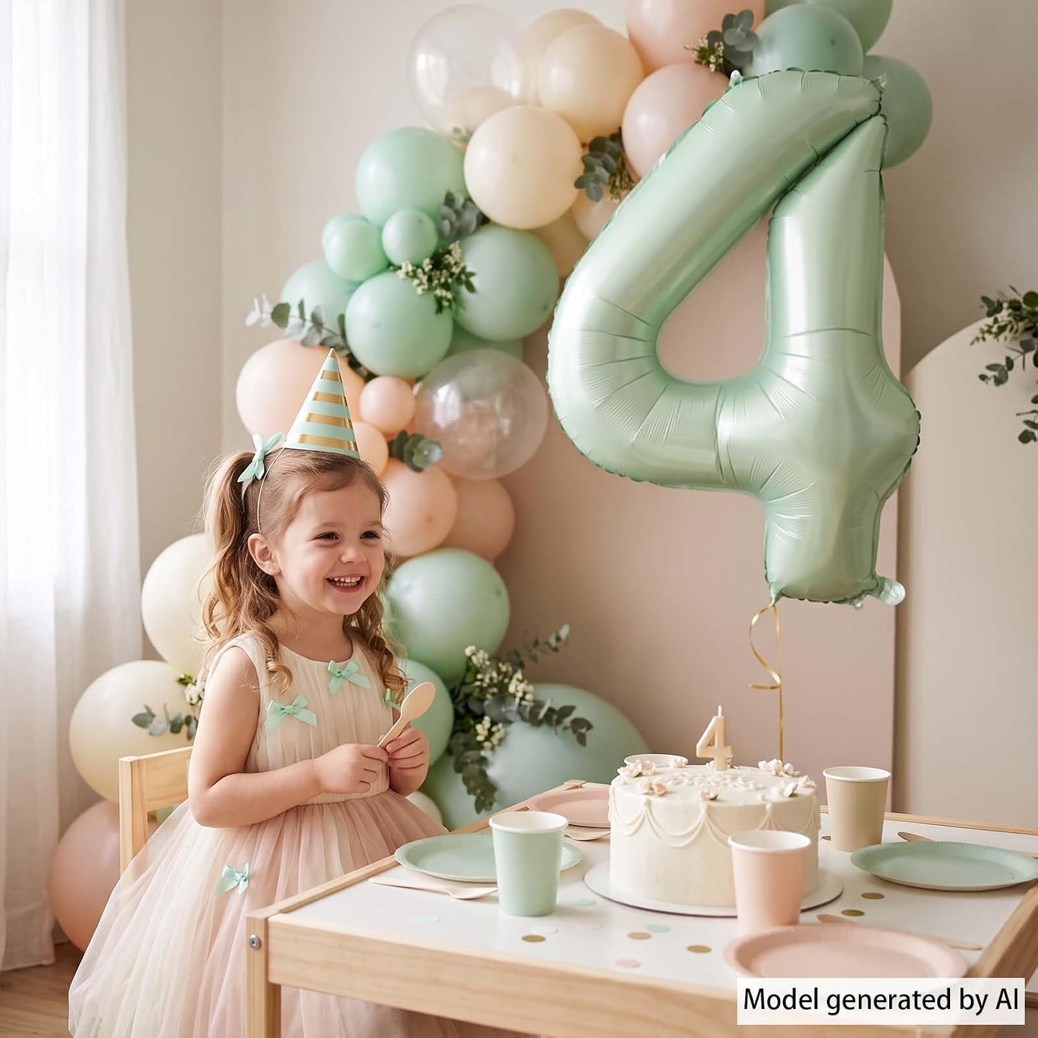 Olive Green Number 4 Balloon 40 Inch, Wall Hanging Sign for Forest Party image 2