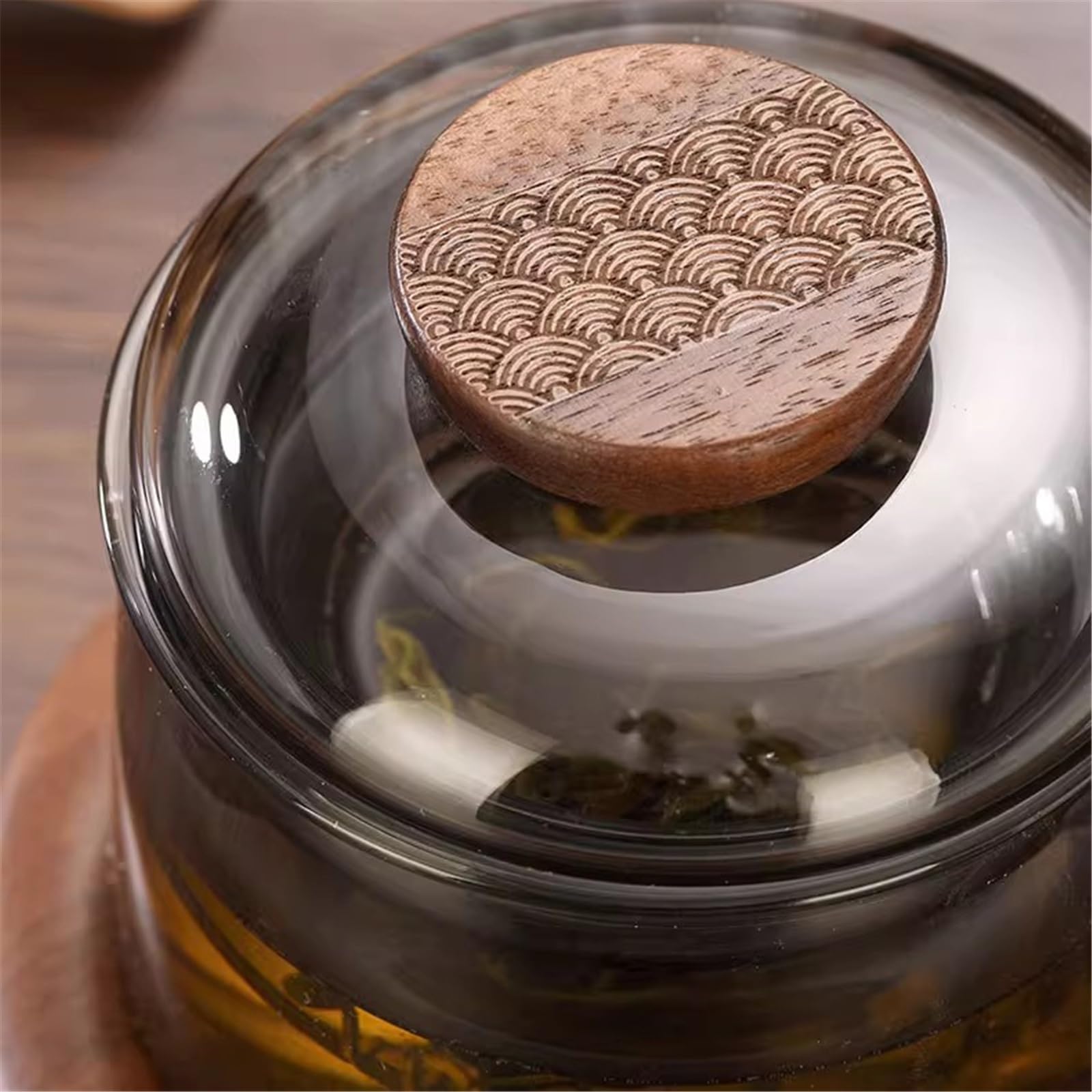 Cocina Taza de té pequeña vidrio 7,4 onzas con infusor y tapa Jugo