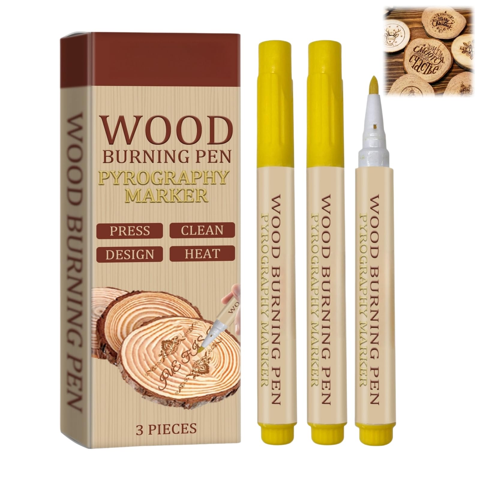 3PCS Wood Burning Pen Set,Portable Wood Burner Pen for Beginners & Artists,Professional Pyrography Tool with Wood Repair Markers for Furniture Scratches & Crafts,Furniture Pens Wood Repair Markers
