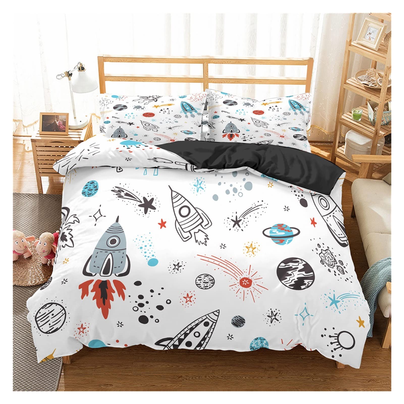 Set di biancheria da letto Set di biancheria da letto for cartoni animati Copripiumino for astronauta dell'aviazione Copripiumino for ragazzi Blue Sky Dream Federa for cuscino doppia singola doppia (