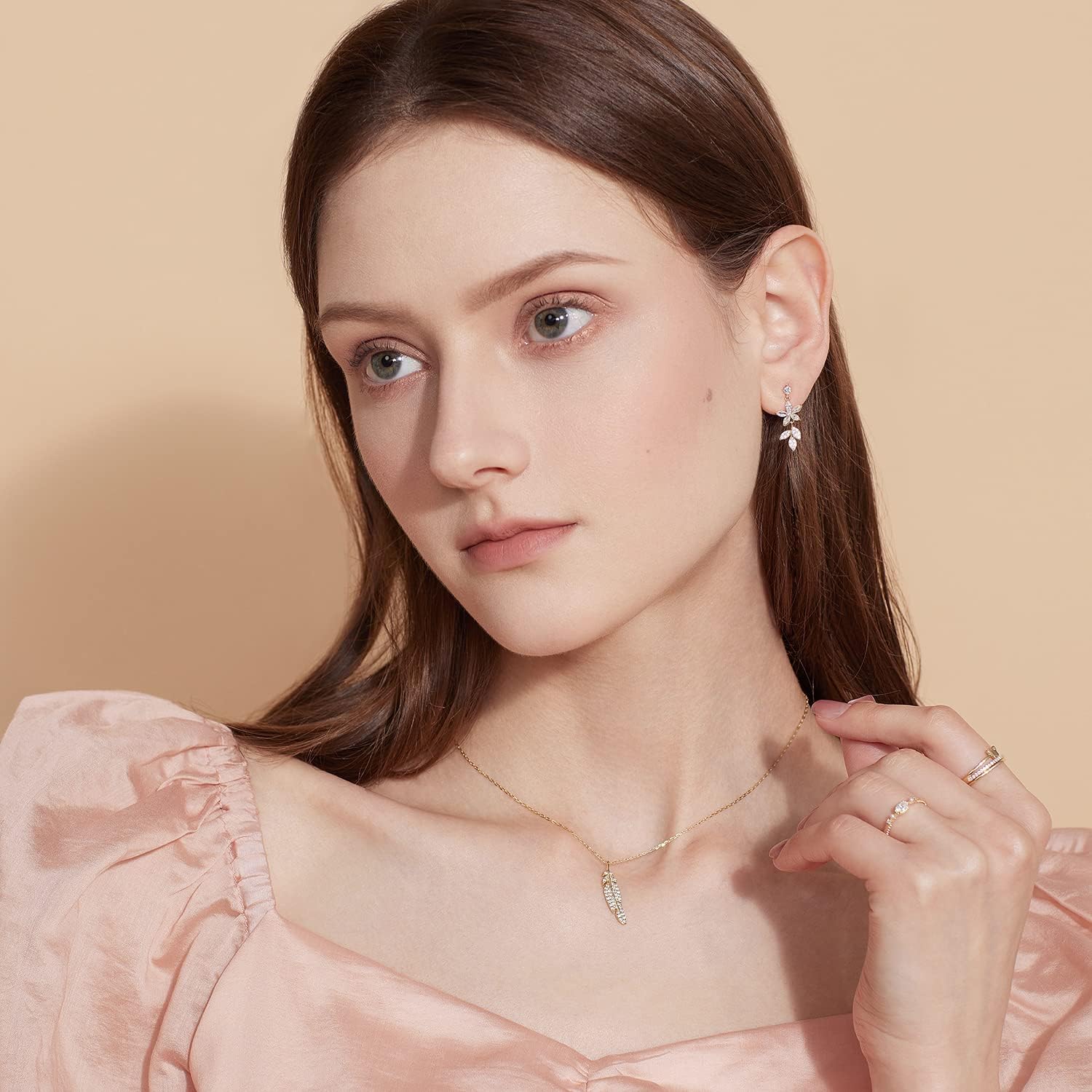 Meissa Silver Necklace for Women Feather Necklace Dainty Friendship Necklace Rose Gold Pendant Necklace