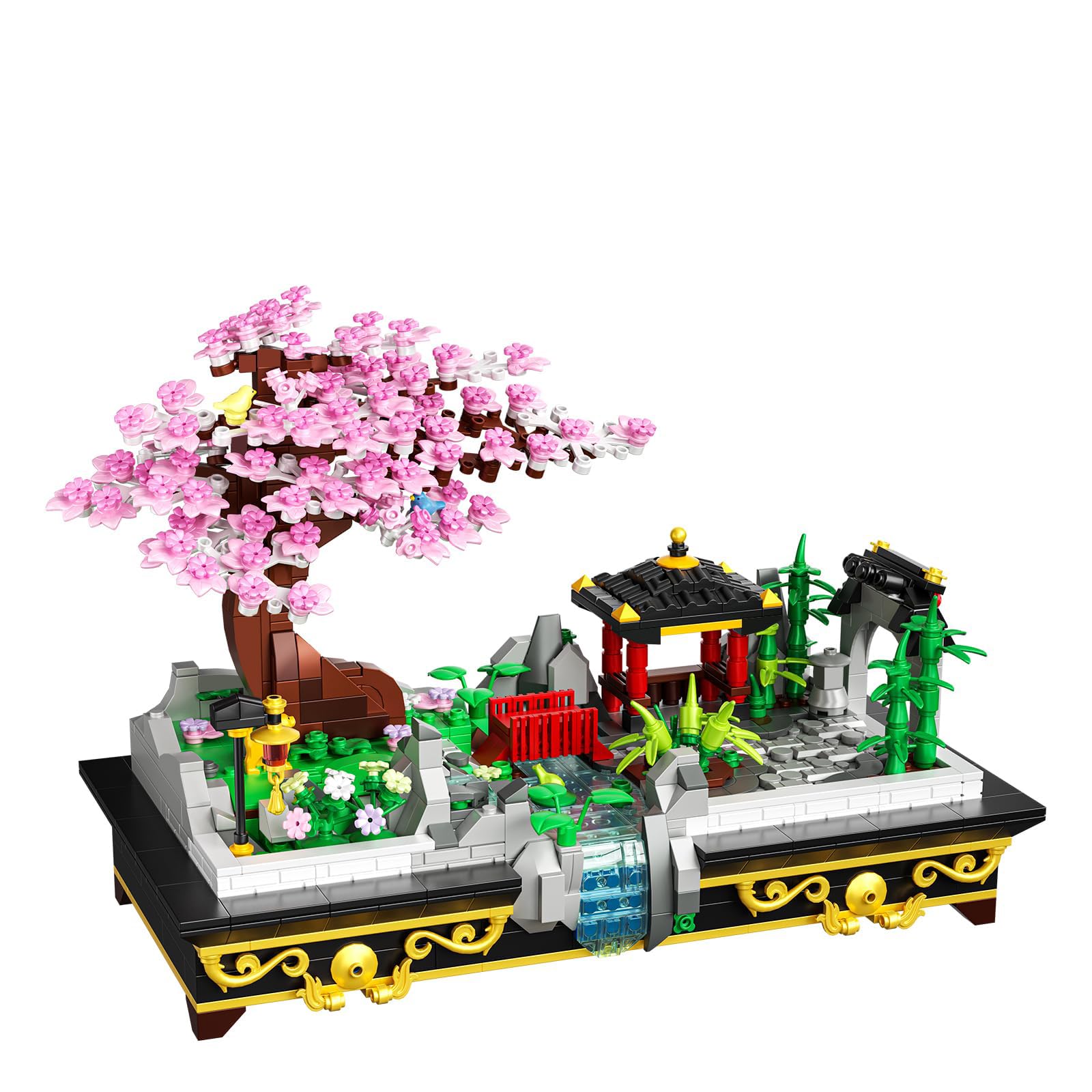 Kit di costruzione per bonsai a fiori di ciliegio - Mini mattoncini da costruzione - Kit di modellazione creativa - Fiori di ciliegio - Collezione botanica per adulti, bambini a partire
