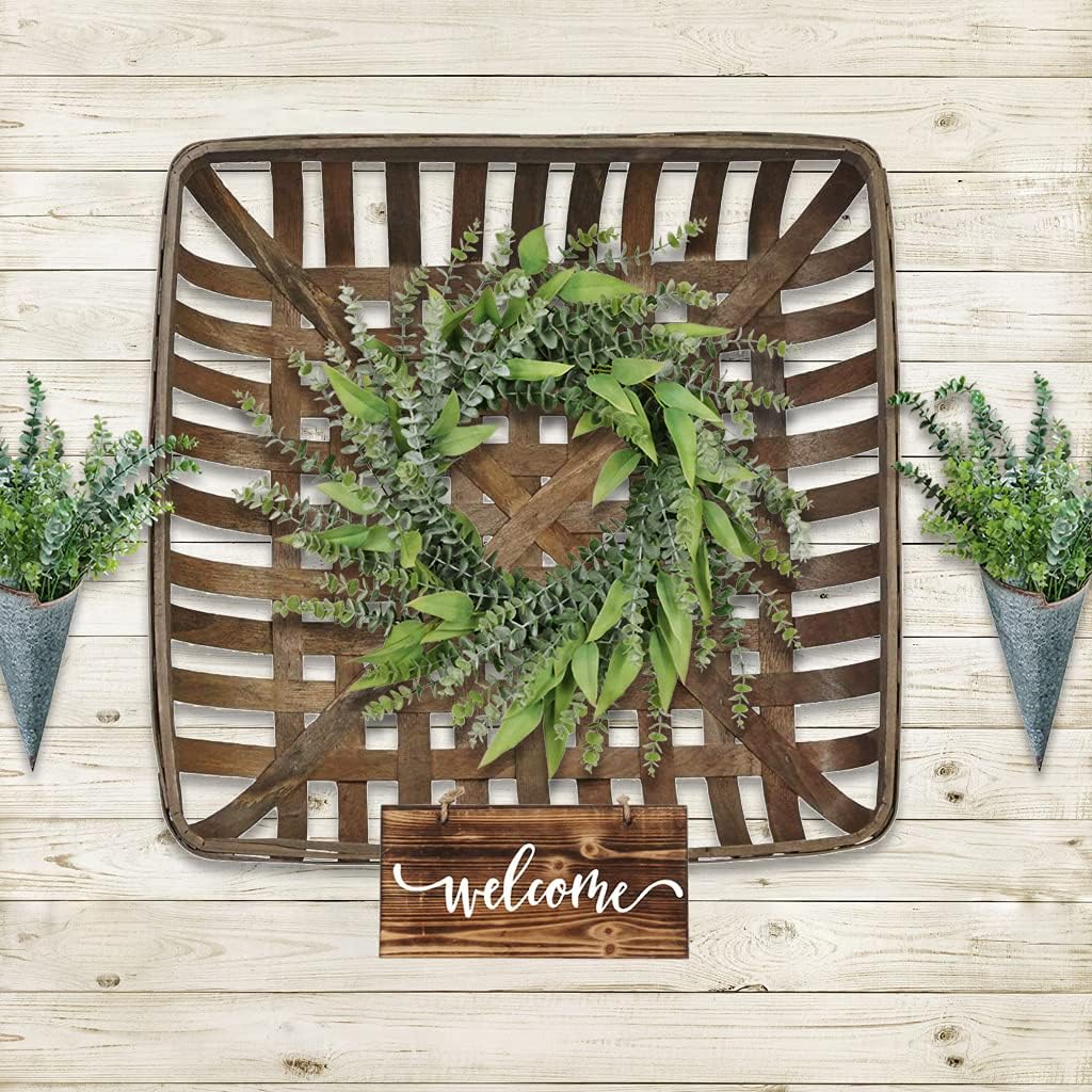 🔥 Cashback up to 70% Wreath Front Door Decor Eucalyptus - 26 inch Farmhouse Large Wreath Spring Summer Welcome Sign Green Decorative Outdoor Home Porch Reef