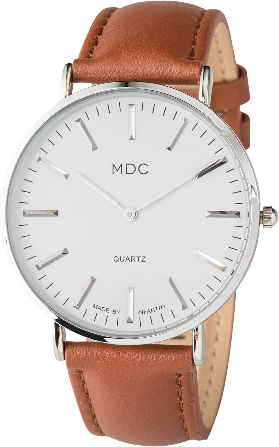MDC Mens Minimalist Watch - 6.5mm Ultra Thin Business Casual Wrist Watches for Men, Big Face Analog Quartz Watch with Brown Leather Band, Professional Man's Gift