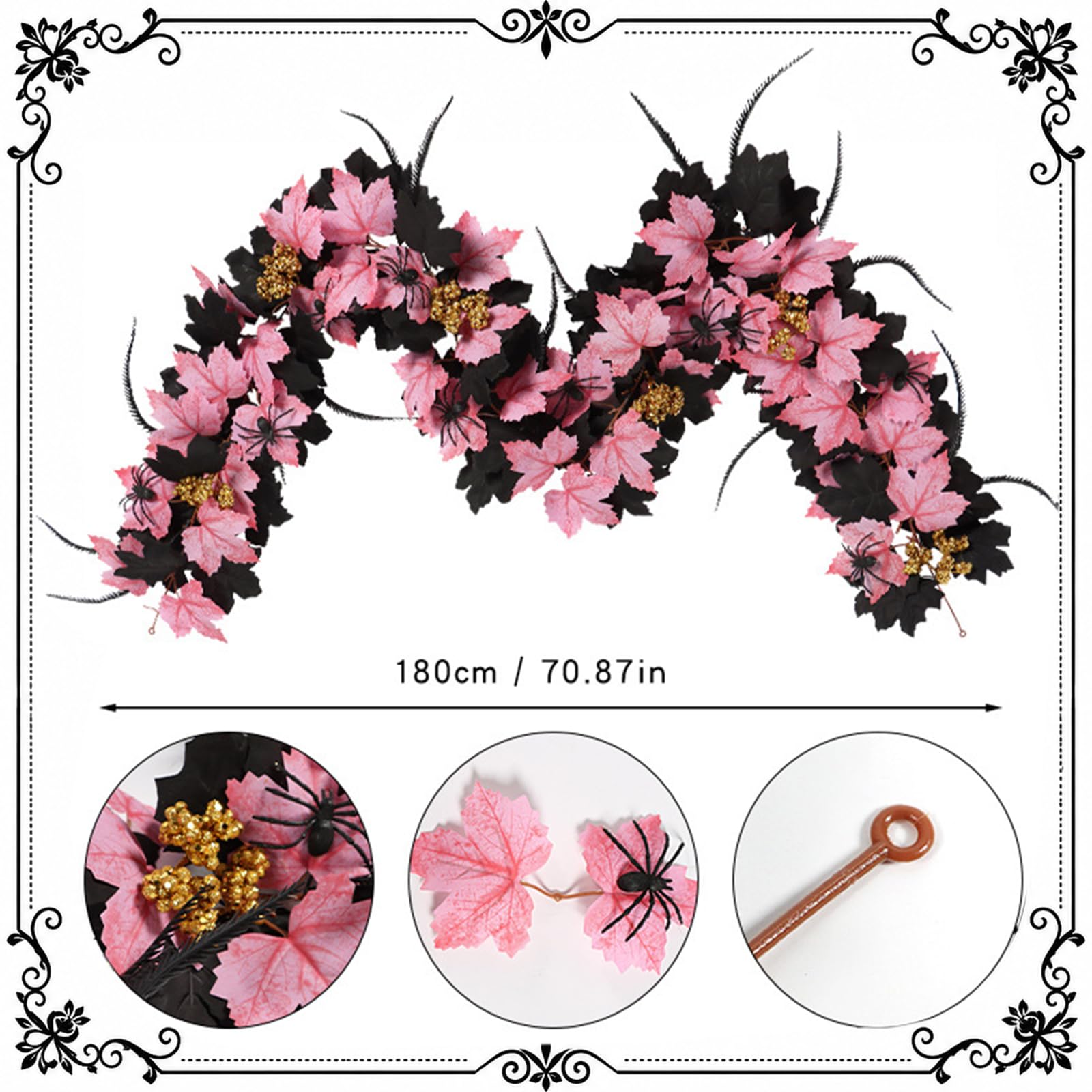 4 Pezzi Matrimonio Ghirlanda di Artificiale Pianta Artificiale Foglie Finte Realistiche per Decorazioni del Giardino Sfondo, Parete Pink,One Size