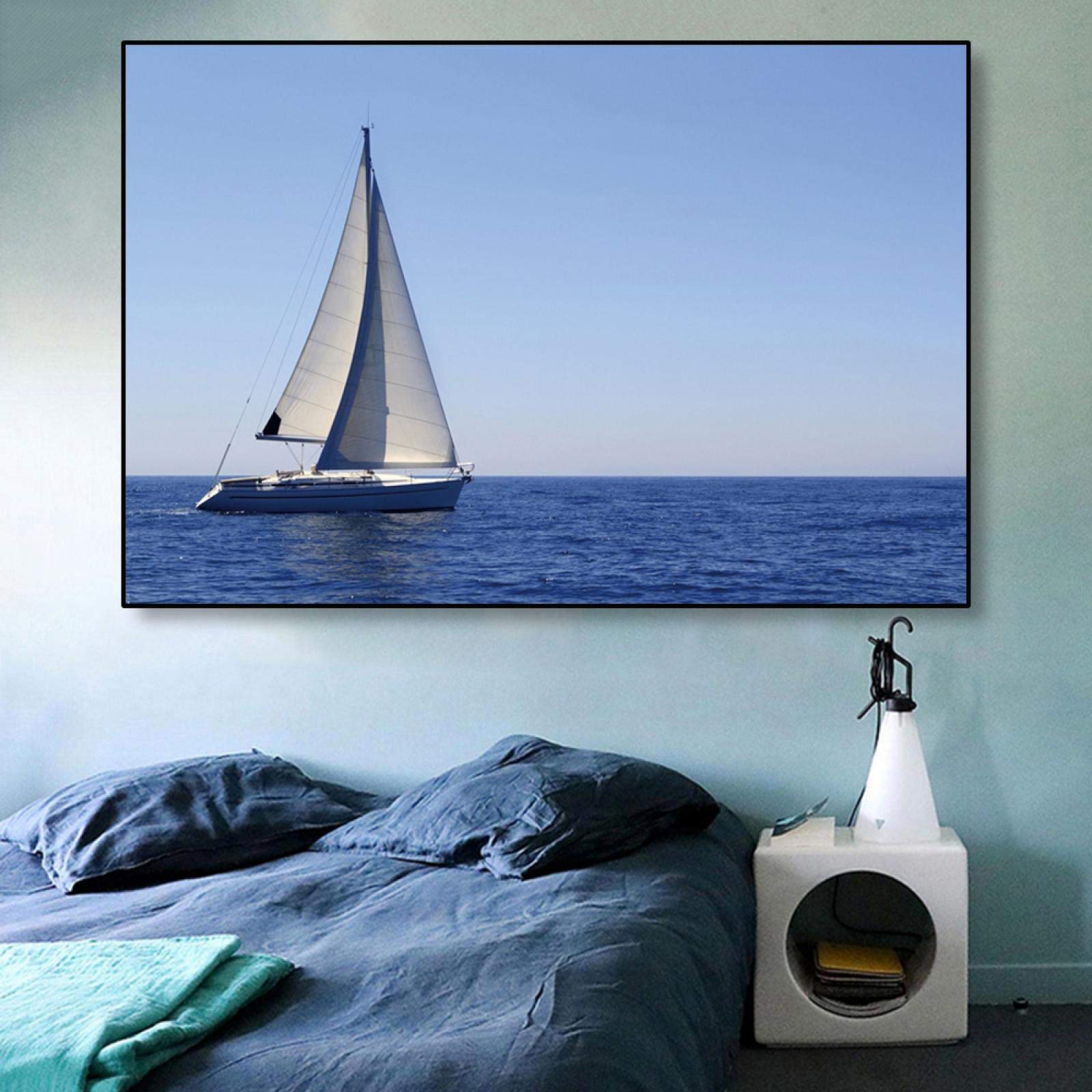 Peinture moderne voilier mer 40x60 cm, la solution idéale pour habiller un mur vide de salon