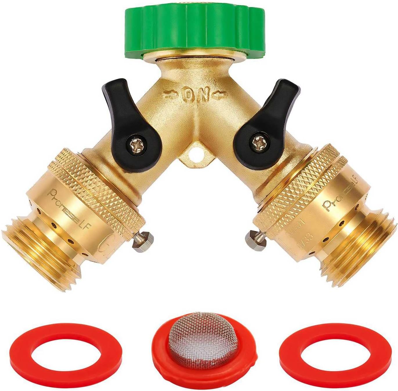 Pronese 1Pack LF Premium Brass Garden Hose 2 Way Splitter+