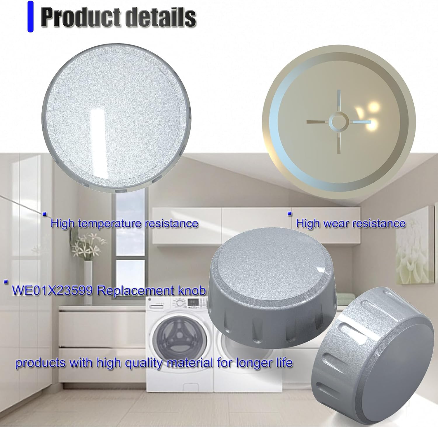 New Upgrade WE01X23599 WH11X20875 GE Clothes Washer Cycle Selector Range Knobs Replacement Dryer Machine Control Board Parts Universal Electric Handle Accessories 4587354 PS11759035 DC64-03186A（2Pcs）