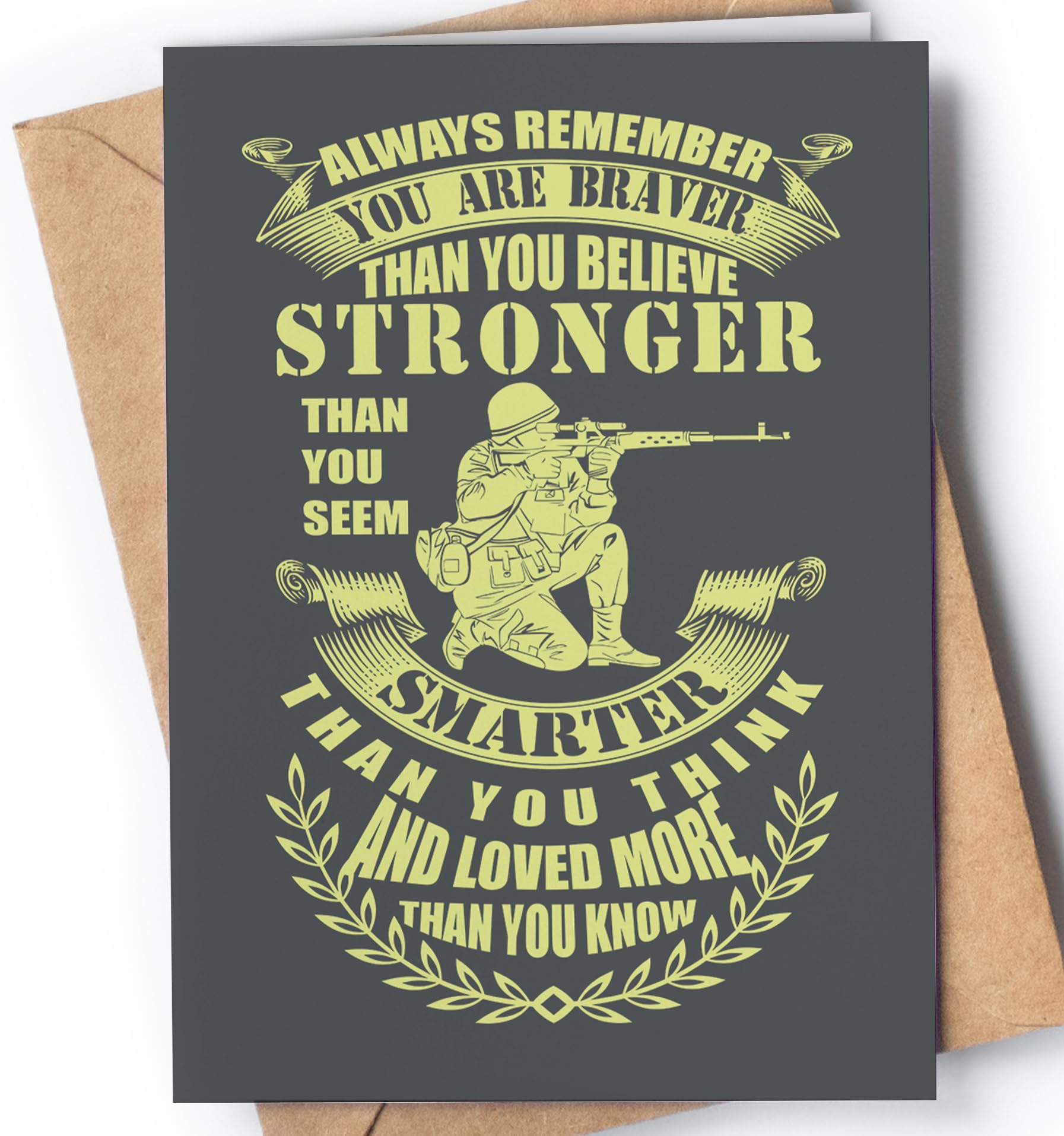 Motivational card for soldier, veteran with envelope | A great inspirational card to show appreciation for a militar on a special day (Birthday, retirement, graduation...)