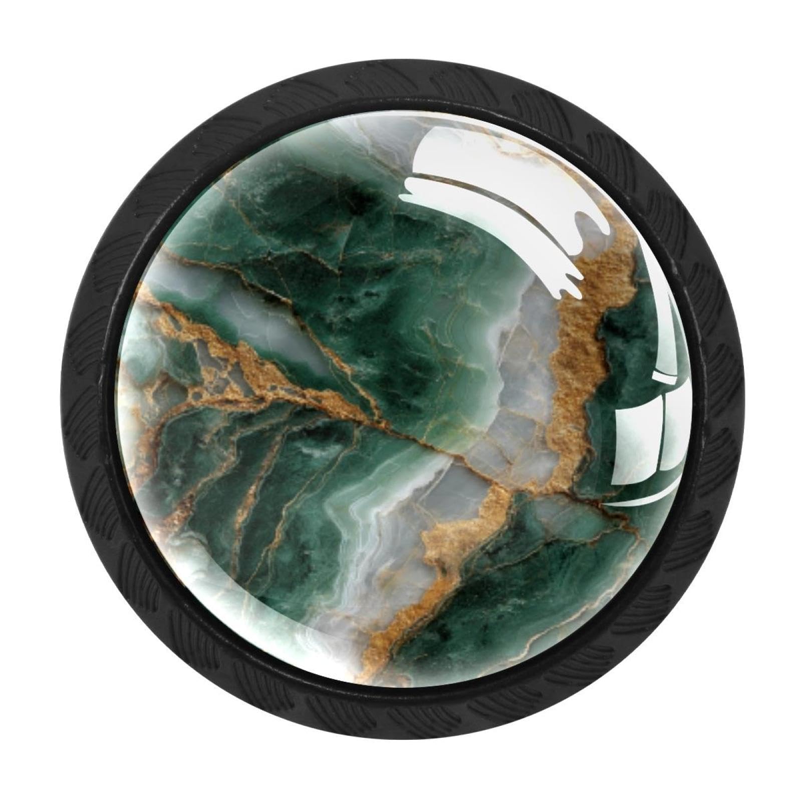 CHENZZZZ 4 Pack Green Marble Texture (3) Kitchen Cabinet Knobs Drawer Knobs Dresser Knobs Matte Black Zinc Knobs Drawer Pulls Door Knobs Dresser Drawer Handles Knobs for Dresser Drawers