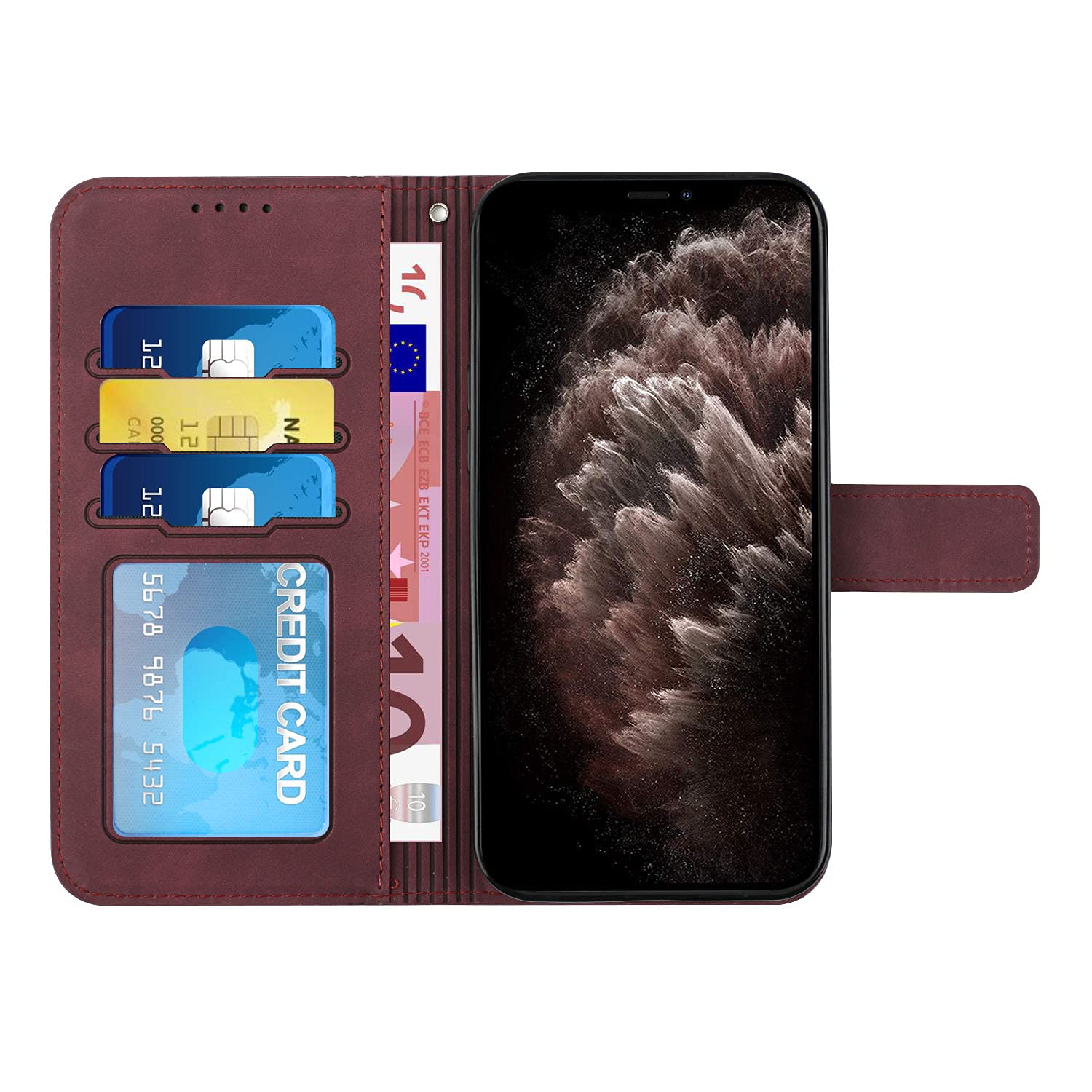 Custodia Portafoglio LEMAXELERS Per Redmi 10C Con Gatto E Glitter - Cover Magnetico In Pelle, Bianco - 5