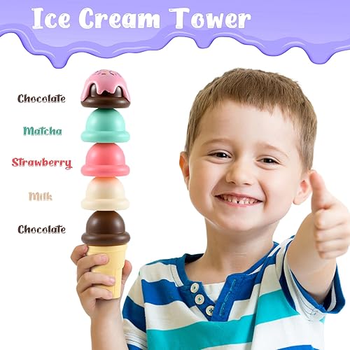 Miniatura 6 de Juguetes de helado para niños, accesorios de cocina para juegos de cocina, juego de encimera de helado, juguetes de comida de simulación para niñas