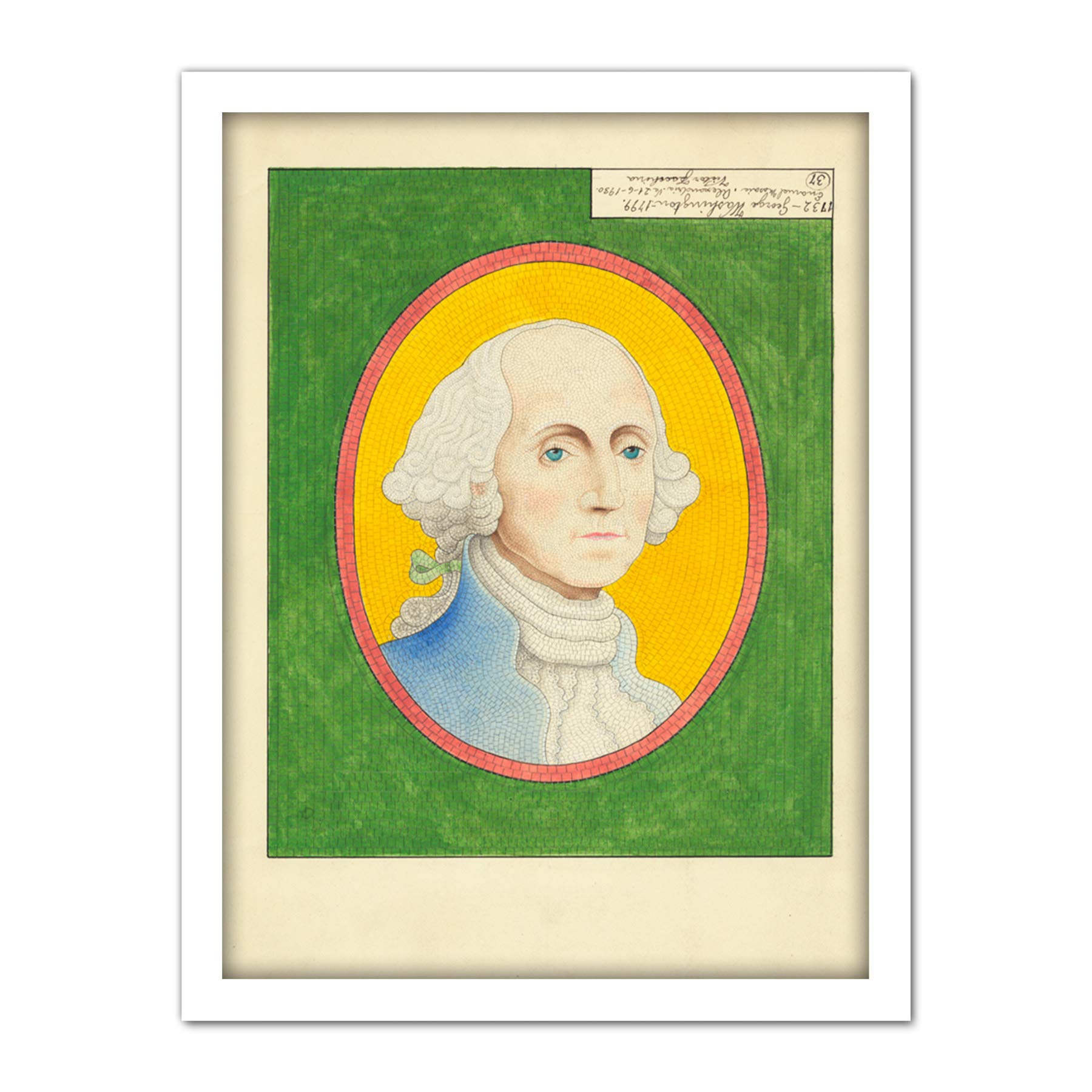 Facchina George Washington Mosaic Portrait Painting Large Framed Art Print Poster Wall Decor 18x24 in