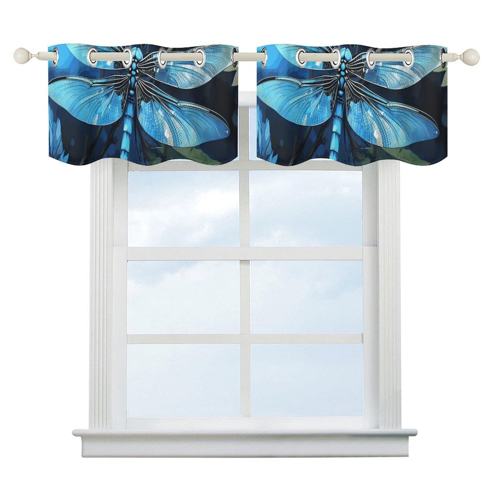 Rideaux occultants isolants thermiques salon chambre rideau libellule bleue x2