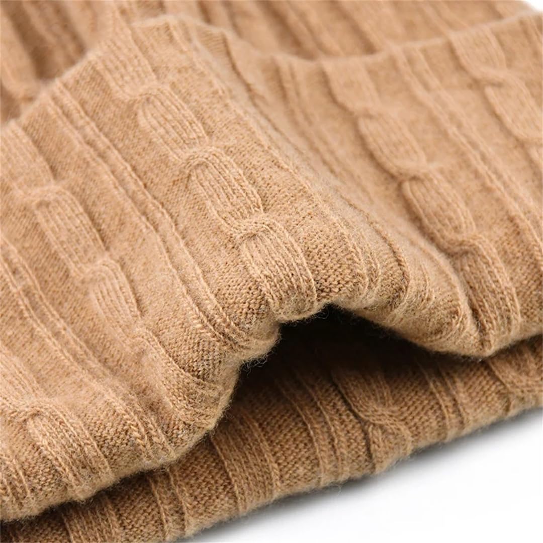 Gorro De Lana Pura De Doble Capa Trenzado Fino Para Mujer, Gorro De Lana De Punto Cálido, Gorro Para Niña Y Niño Para Otoño E Invierno