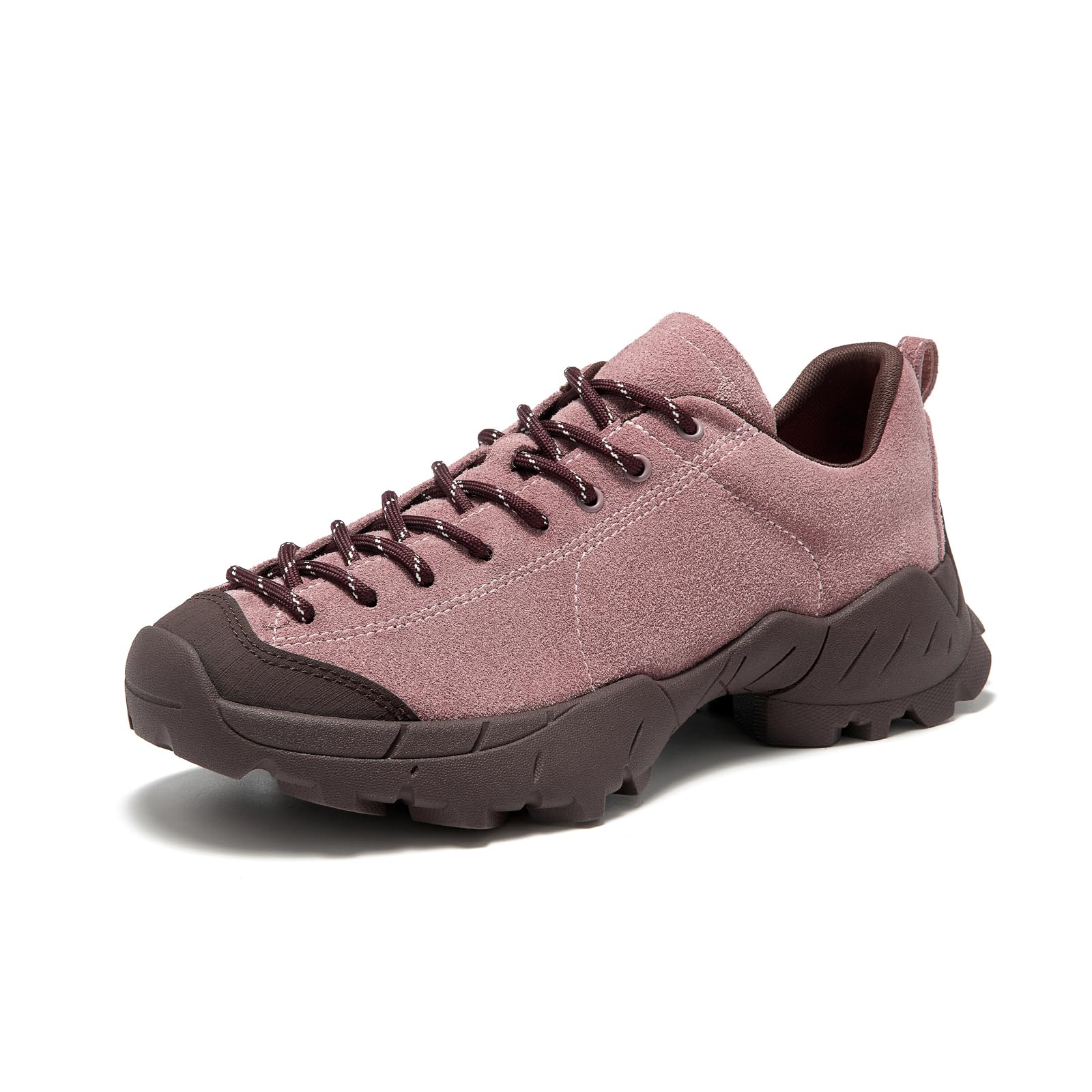 BEAU TODAY Hiking Shoes Women Lightweight,Hike Barefoot Sneakers Women,Wide Toe Box Non-Slip Outdoor Sneakers,Suede Walking Shoes for Trekking Trail Climbing Pink US 7.5