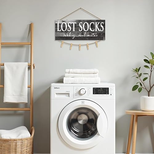 Miniatura 2 de Cartel de Lost Socks para cuarto de servicio decoración de pared de granja, letrero de lavandería, impresión en lienzo de calcetines perdidos que