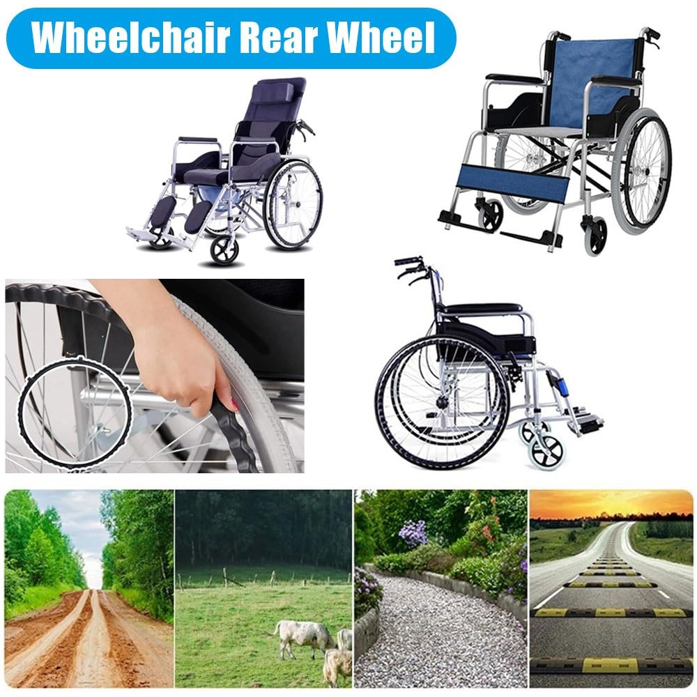 Ruedas De Repuesto Para Silla De Ruedas, 20 22 24 Pulgadas Rueda Trasera Neumático Sólido, Accesorios Para Sillas De Rueda Negro/Gris | Black,1Pcs-22in/55cm