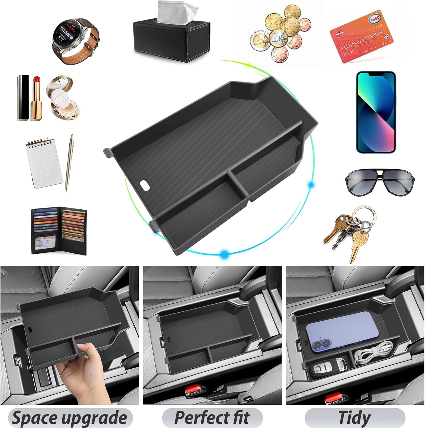 SKTU for 2025 2026 BMW X3 Center Console Organizer for 2025 2026 BMW X3 (30 xDrive/M50 xDrive) Console Tray 2025 2026 X3 Armrest Tray BMW X3 2025 2026 Accessories Insert Glove Pallet Organizer