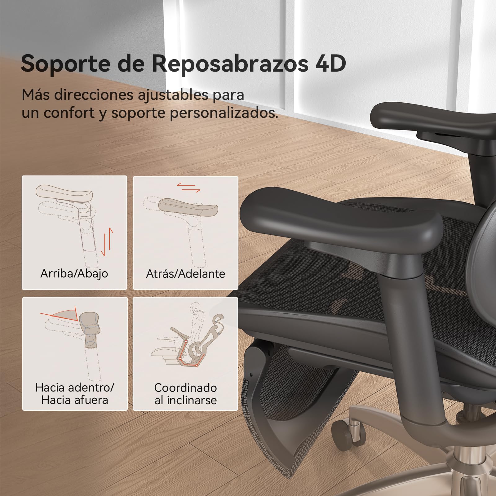 SIHOO DORO-C300L-A3-101-JT ergonomiczne krzesło biurowe z siatki, wysokie oparcie z podłokietnikami 7D