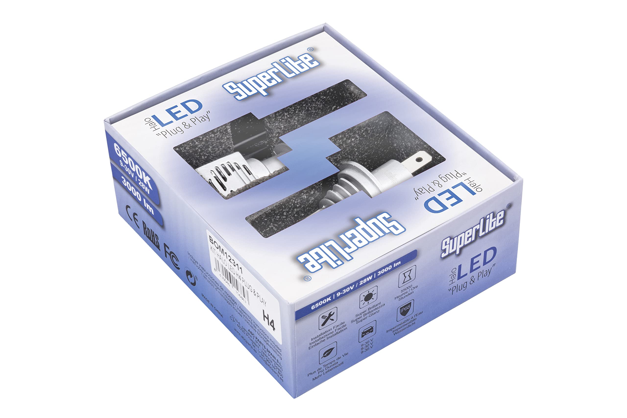 Kit de Conversion halogène à LED H4 Plug & Play Superlite 6500K / 9-30V / 28W