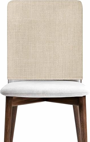 Miniatura 9 de Paquete de 4 fundas de lino beige para sillas de comedor, color liso puro, lavable, extraíble, fundas para sillas de respaldo, funda de respaldo