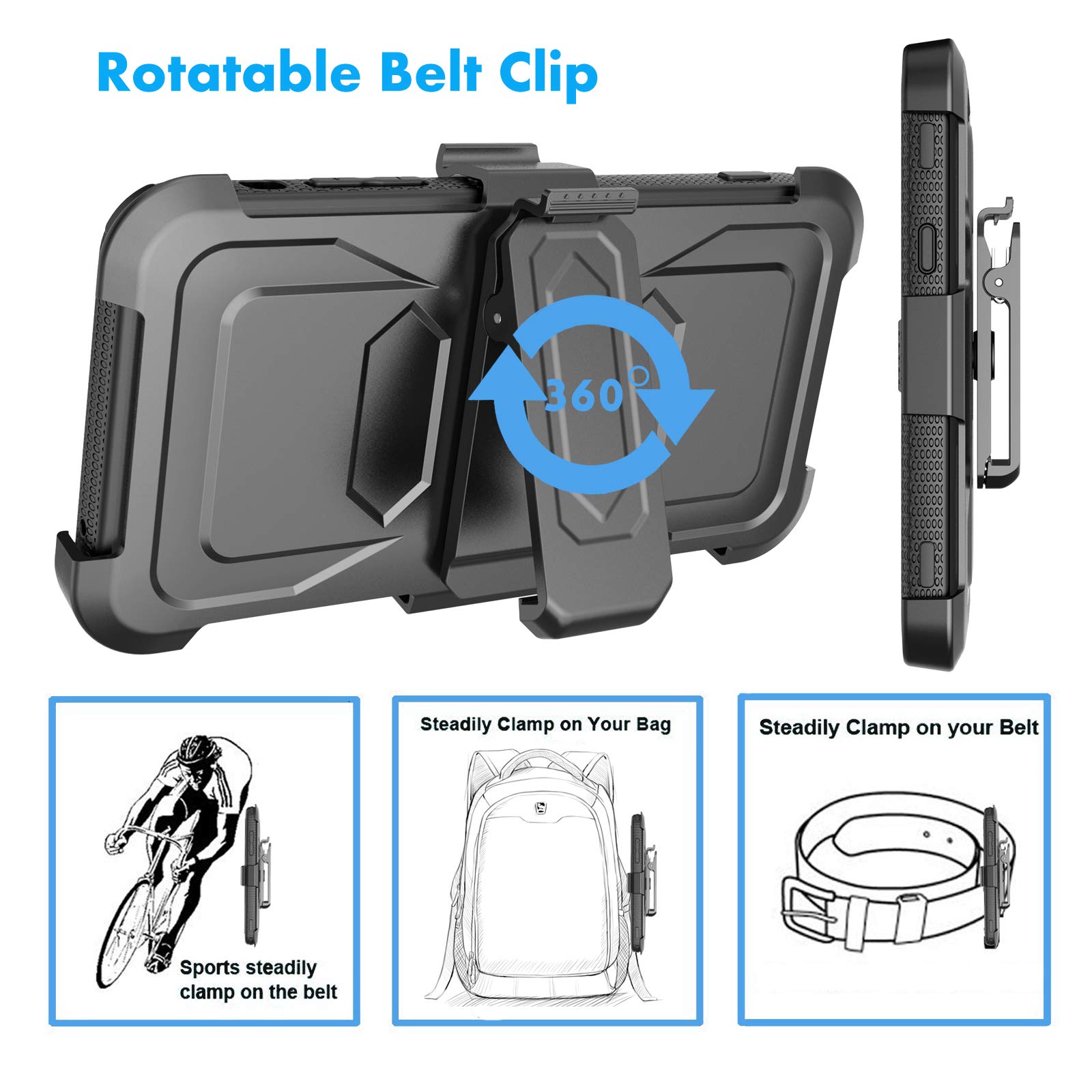 Custodia Njjex Antiurto Per LG G8 ThinQ Con Clip A Rotazione 360° E Supporto - Protezione Completa Con Pellicola Inclusa