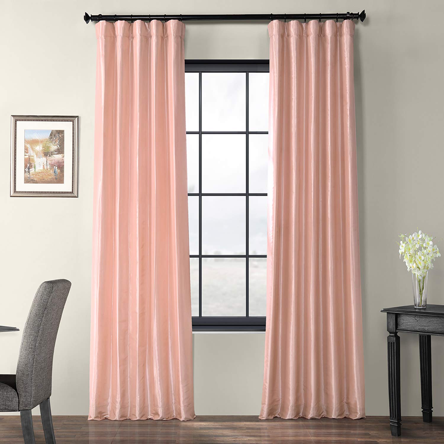 Faux Silk Pink Curtains Curtains & Drapes 2023