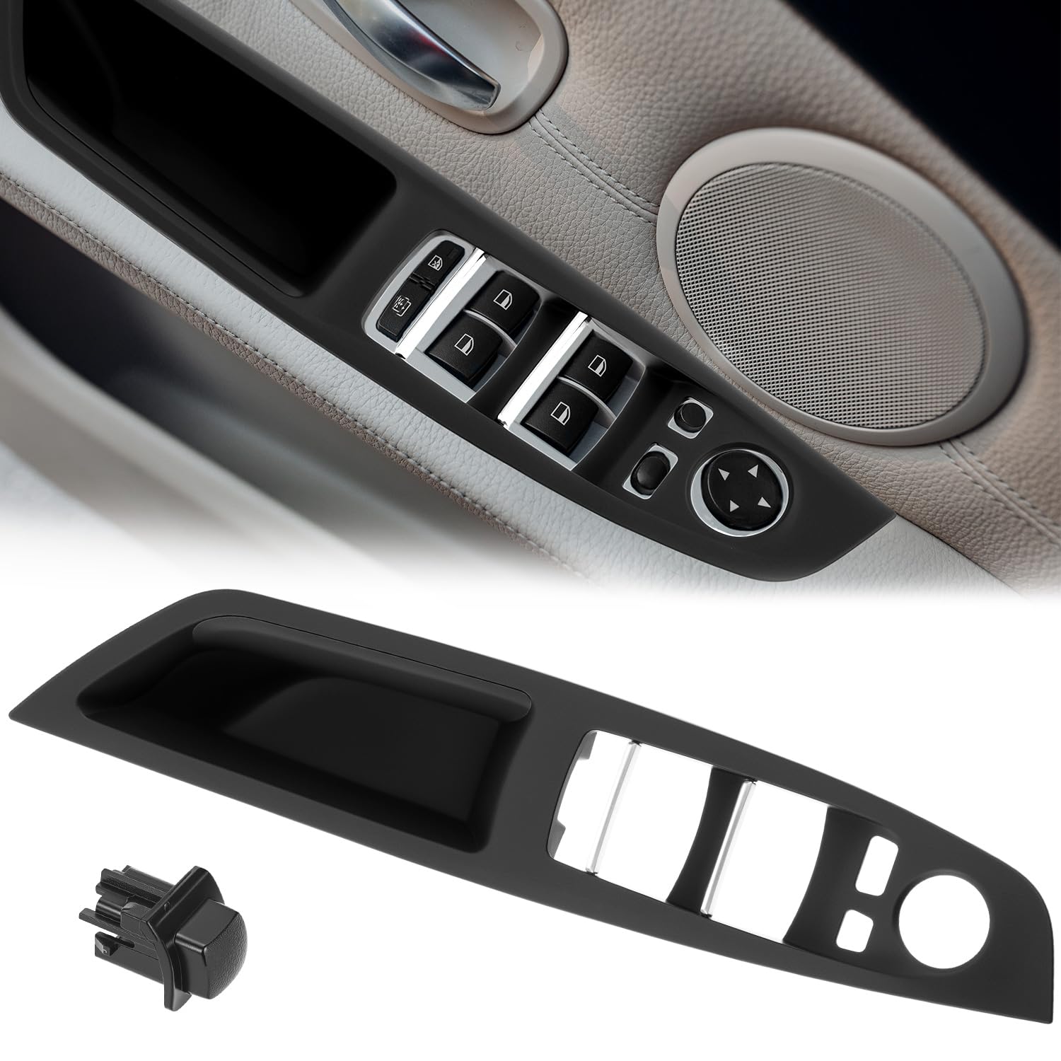QWORK® Garniture poignée Porte intérieures Avant Gauche, Compatible avec BMW Série 5 F10/F11/F18 (2011-2016) modèle importé