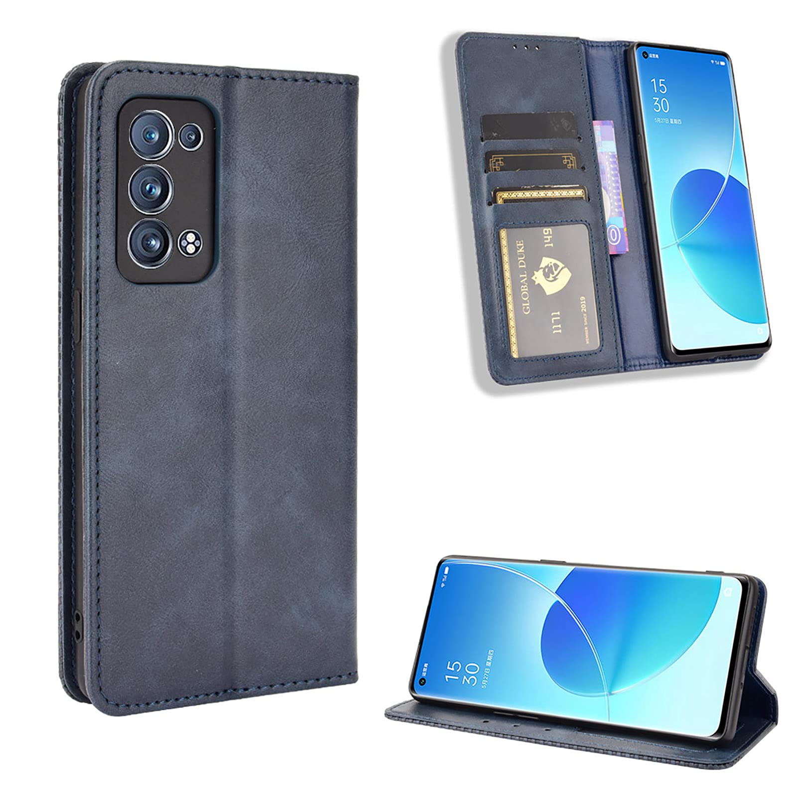 Custodia Flip Portafoglio Con Magnete Per Oppo Reno 6 PRO 5G – Supporto E Slot Carte – Colore Blu