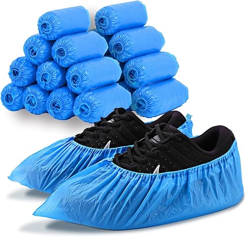 Fundas desechables reciclables – 15.7 pulgadas higiénicas para zapatos y botas impermeables antideslizantes para interiores (tamaño grande, hasta 11
