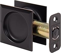 Vista 1 de Stone Harbor Hardware Cerradura de puerta de bolsillo cuadrada contemporánea, función de paso, 2-3/8" Backset, Vintage Bronze