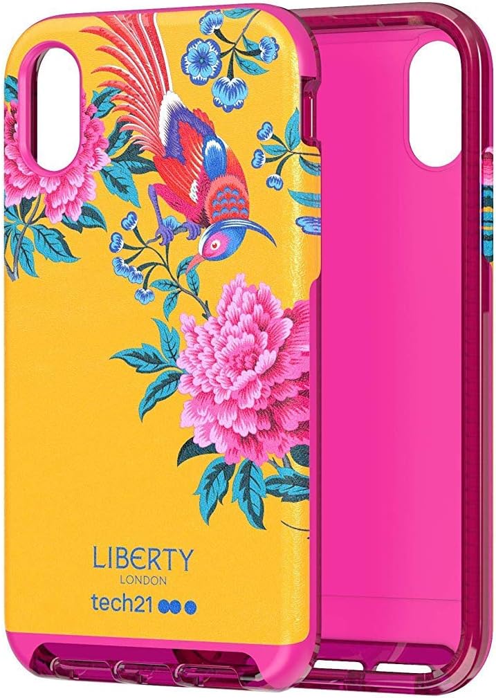tech21 Evo Luxe for Apple iPhone XR Liberty London Faux Leather Phone Case with Non-Fade Print and 12 ft. Drop Protection, Ianthe Orange