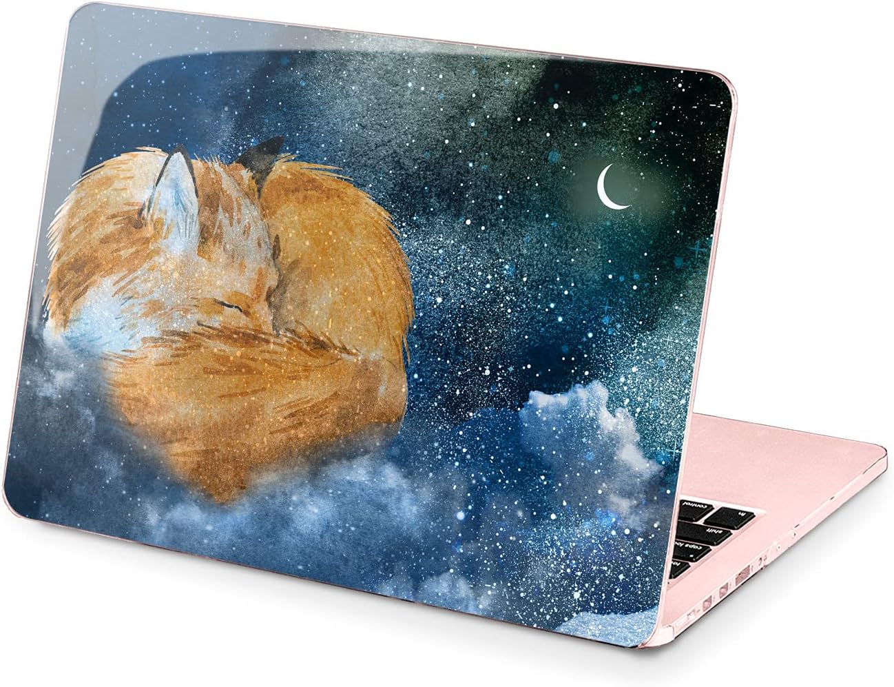 Hard Case Compatible for MacBook Pro 16 14 M3 M2 2023 M1 Pro 13 2022 Air 13 2021 Retina 2020 Mac 11 12 Laptop Fox Night Protective Moon Classy Design Cute Cover Clouds Stars Print Animals