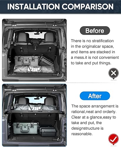 Miniatura 5 de Jeep Wrangler JK - Cesta de carga trasera (sin taladro), capacidad de peso de 150 libras, para accesorios Wrangler JK 2018-2007, estante de maletero