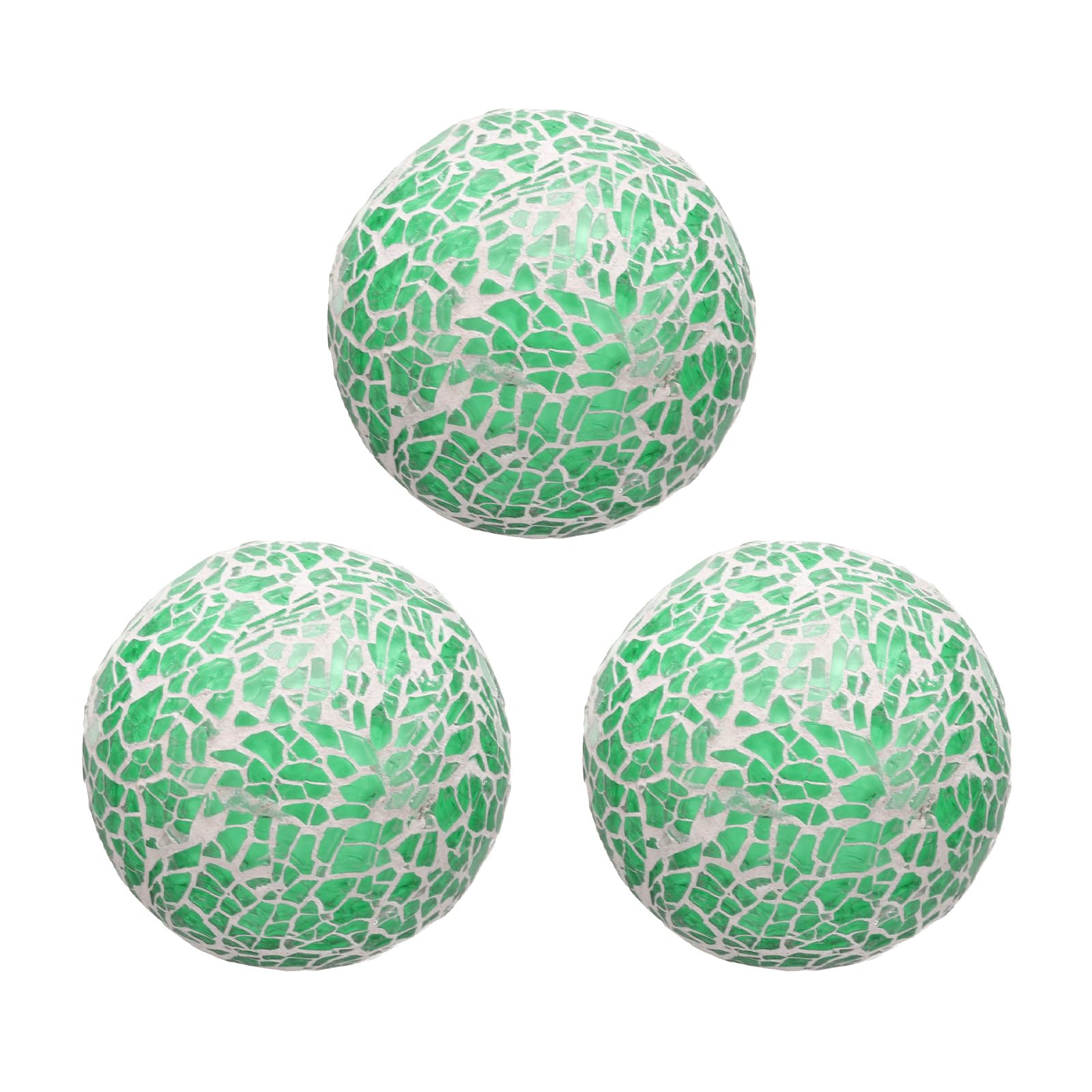 Esferas de centro de mesa con mosaico de vidrio, adornos de bolas de cristal verde para jarrones