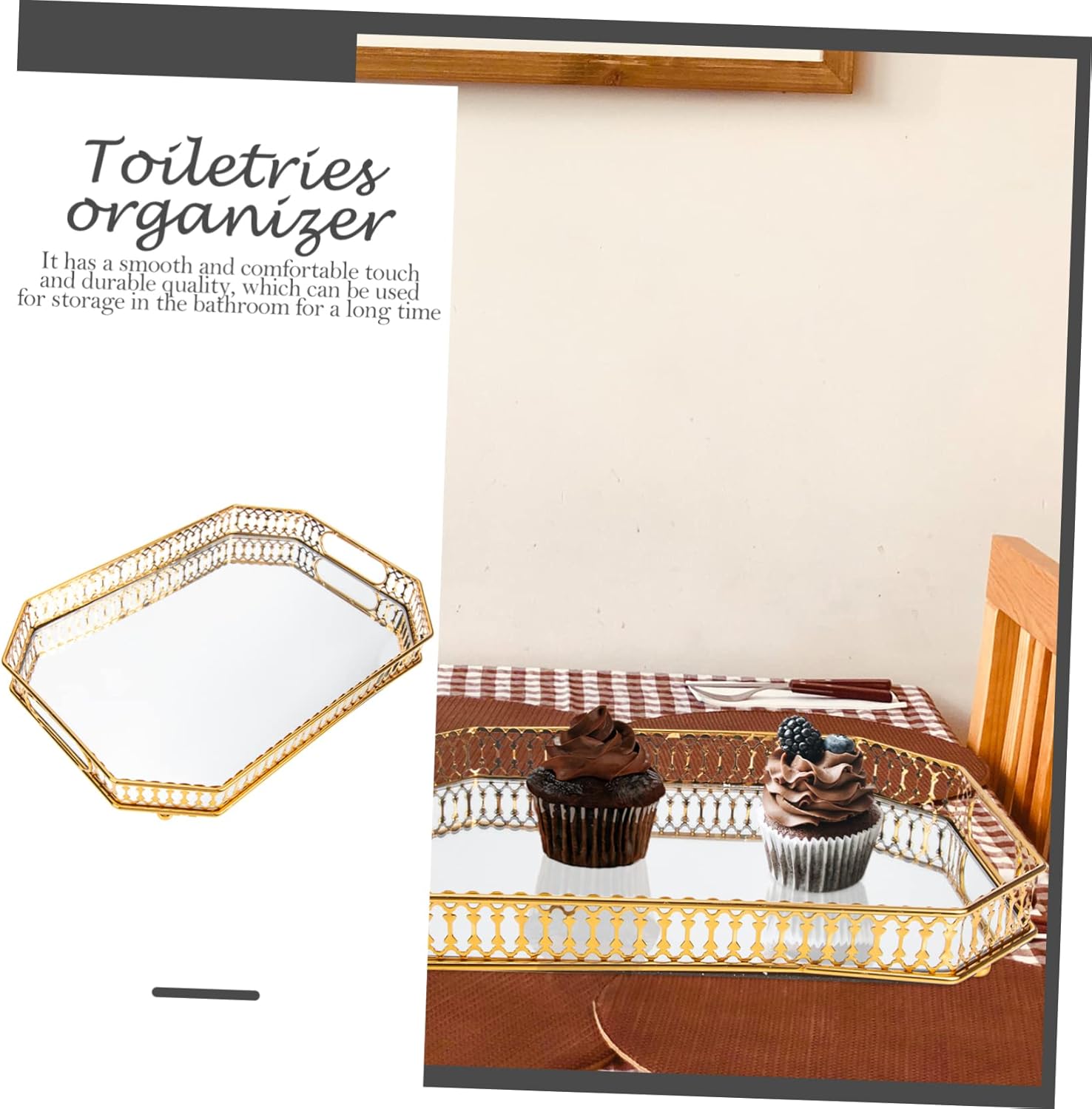 Elegant Metal Glass Storage Tray for Bathroom Toiletries and Jewelry Organization Stylish Desktop Storage for Clean and Tidy Home Decor for Dresser and Tabletop Use