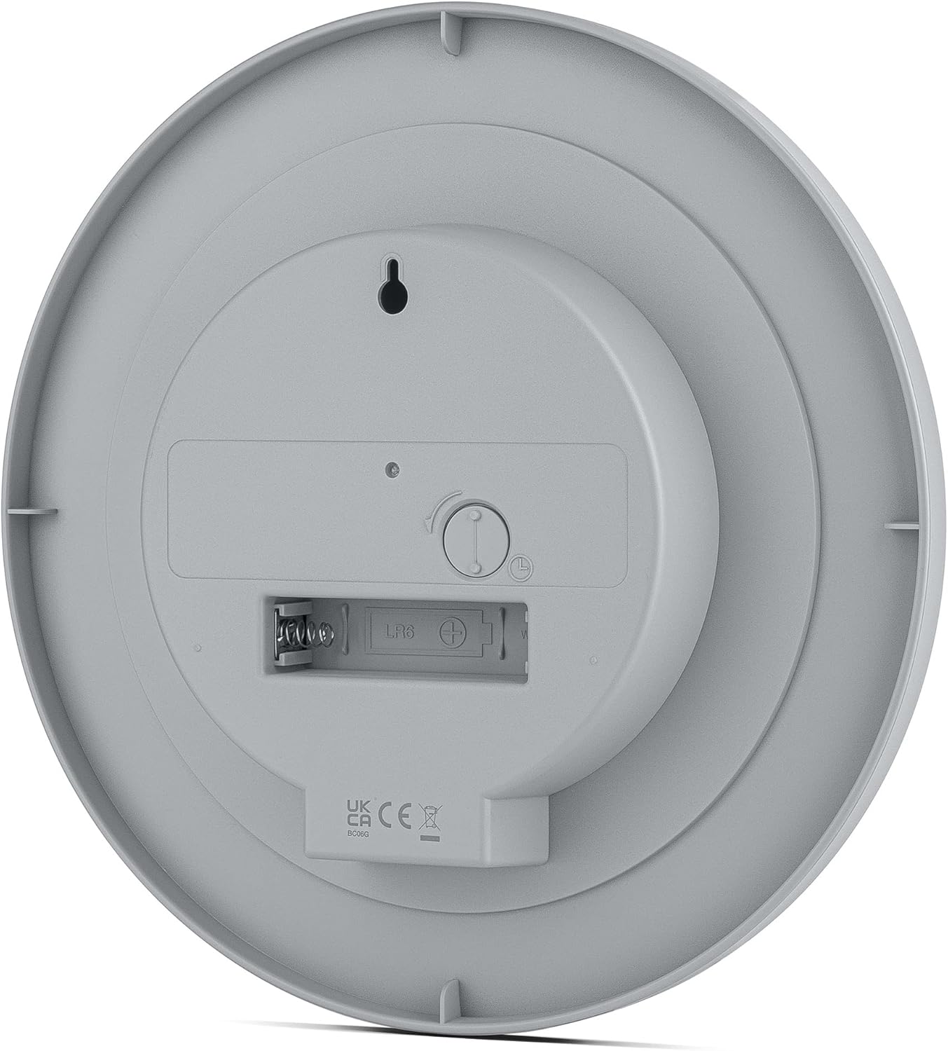 Braun Classic Analogue Wall Clock with Quiet Quartz Movement, Easy to Read, 20cm Diameter in Grey, Model BC06G.