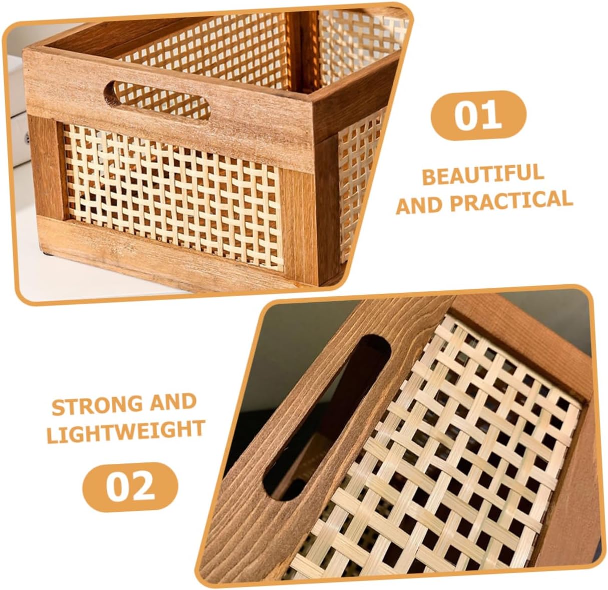 Vintage Solid Wood Storage Basket Large Capacity Woven Organizer for Nursery Bathroom Bedroom Multifunctional Home Storage and Decorative Holder