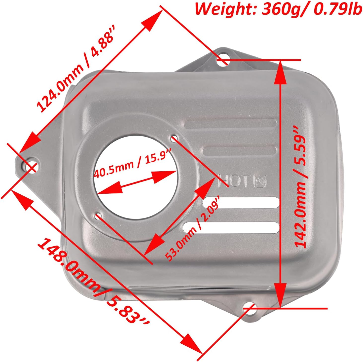 Muffler Cover 18321-ZL8-010 for Honda EN2000 EN2500 GC135 GC160 GC160A GC160LE GCV135 GCV160 GCV160A GCV160LA GCV160LE GV160 GX100 GX100U GX100UT GXR120UT HRS216 HRZ216 HS520 WN20 WN30 (HDA)