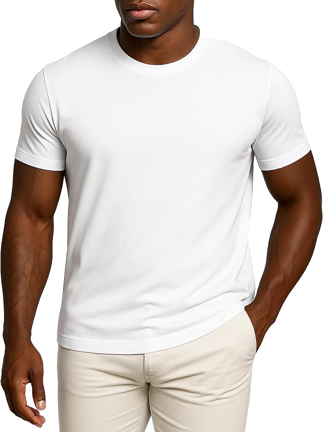 Leif Nelson Herren T-Shirt Slim Fit, Basic Kurzarm Shirt aus 100 % Baumwolle, Rundhals Sommer Shirt für Freizeit & Alltag