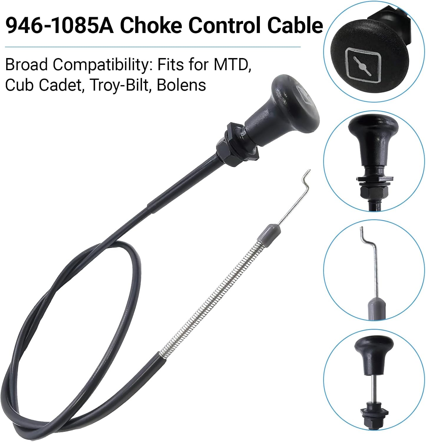 946-1085A Choke Control Cable Replacement for MTD Cub Cadet Troy-Bilt 746-1085 946-1085A 746-1085A Lawn Mower Parts - Fits LT1042 LT1045 LT1046 LT1050 600 700 Series Riding Mower Accessories