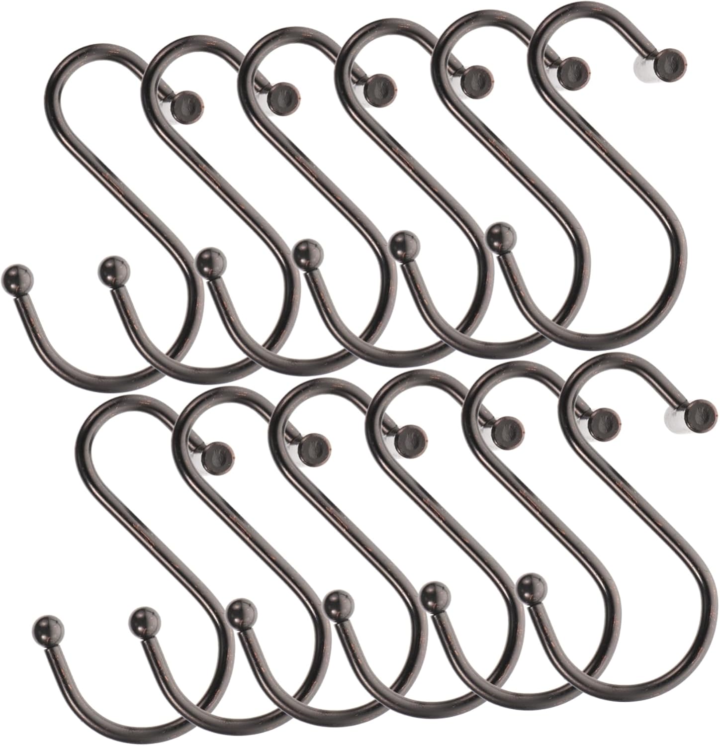 36pcs Metal Shower Curtain Hooks Reusable Hangers for Bathroom Curtains Stylish Design Shaped End to Prevent Slippage for Elegant Bathroom Decor