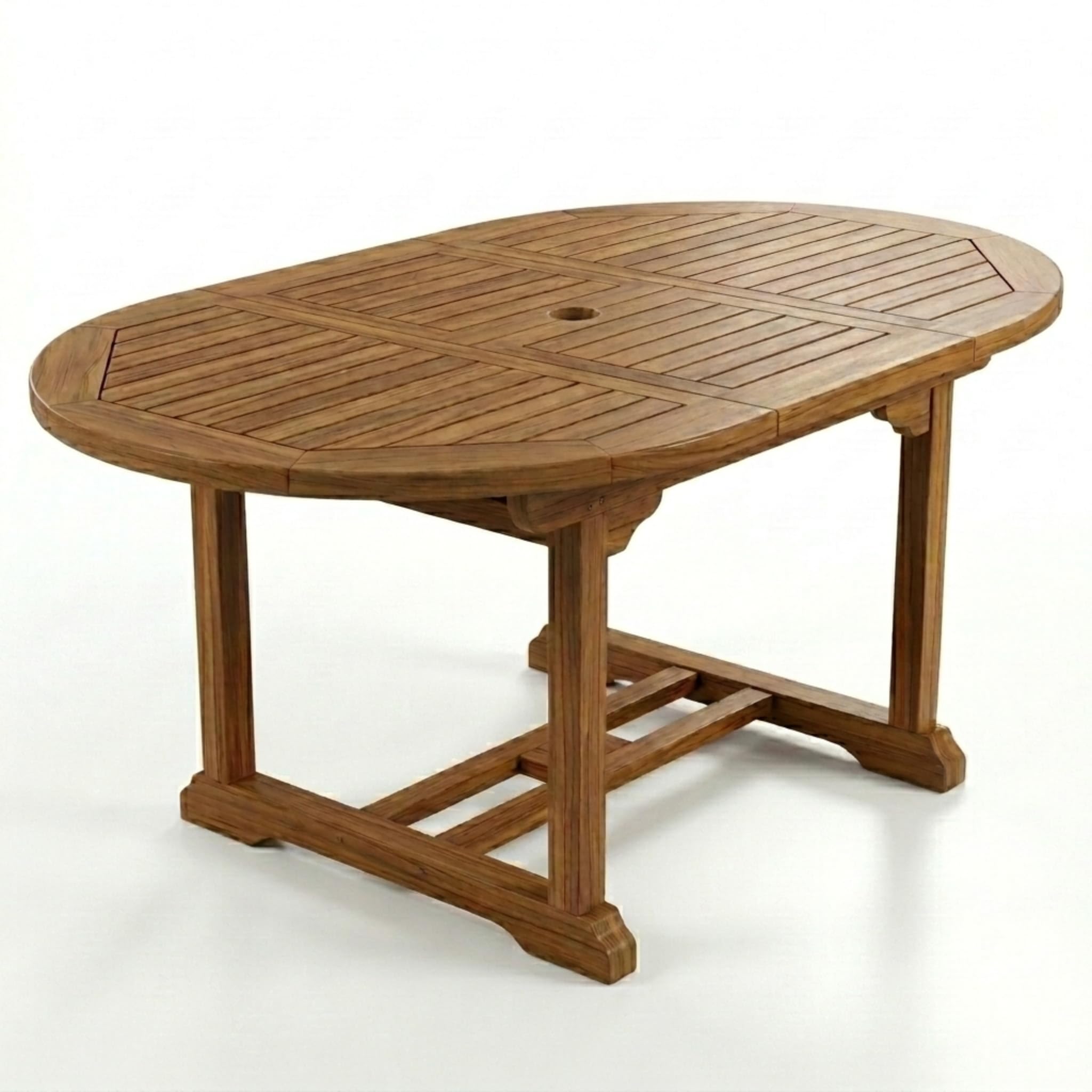 SAM Premium Gartentisch ausziehbar Borneo, runder Garten Tisch aus Teakholz 120-170 x 120 cm, oval ausziehbar, wetterfester Terrassentisch mit Schirmloch, Holztisch für Garten und Terrasse