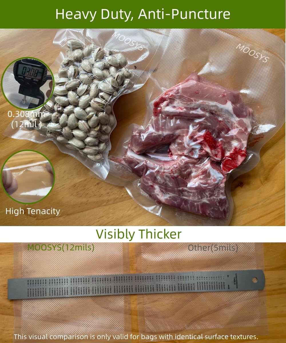 200 Vacuum Sealer Bags For Food + 1 Marker, 100 Quart + 70 Pint + 30 Gallon, BPA Free, 33+% Thicker, Heavy Duty, Commercial Grade, for Food Saver, Sous Vide, Microwave, Freezer | Odor-Resistant, Leak-Proof
