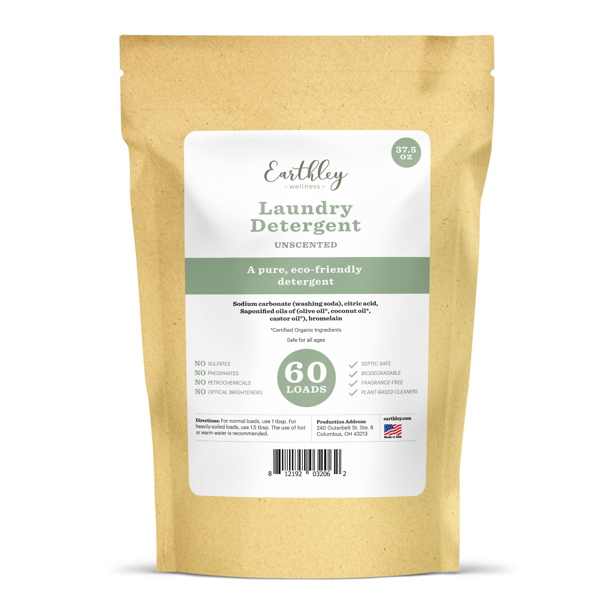 Earthley Wellness Laundry Detergent, Natural, Gentle & Effective for Sensitive Skin, Safe for Baby Clothes & Cloth Diapers, Biodegradable,