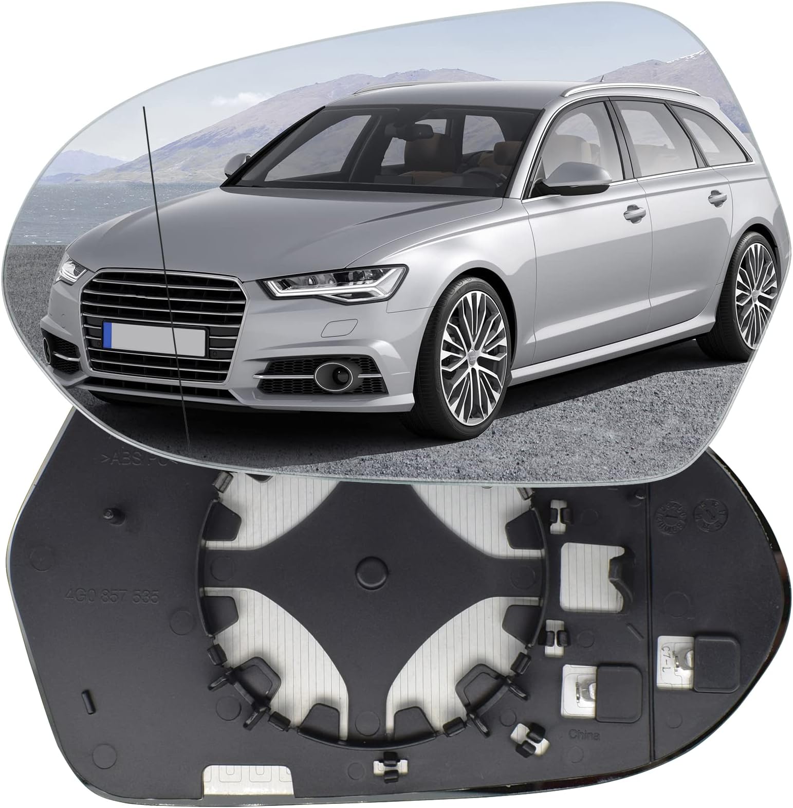 AUTOXBERT Wing Mirror Glass Left Side Heated Aspherical Fits Audi A6 2011 2012 2013 2014 2015 2016 2017 2018 with Backing Plate