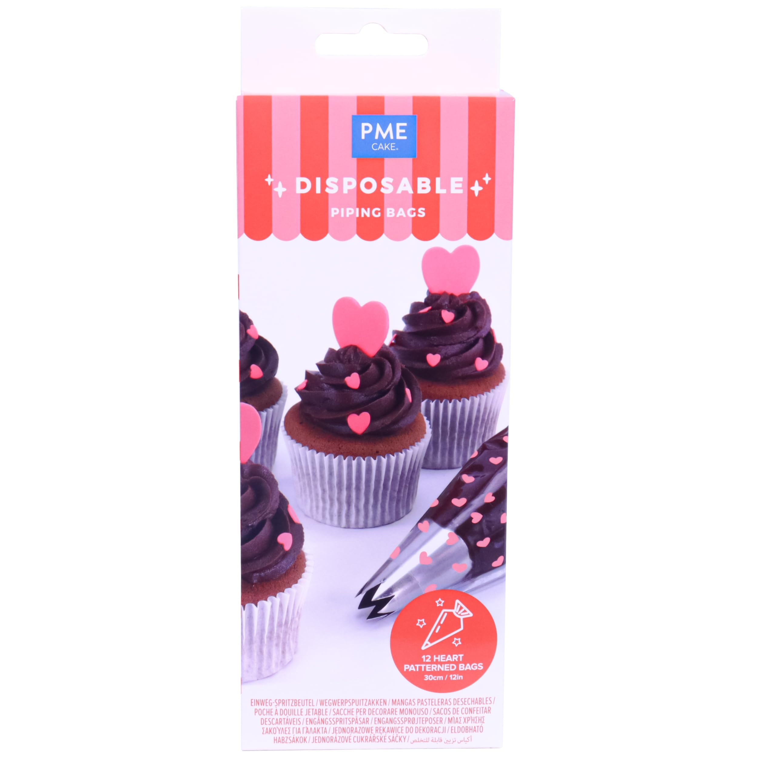 PME VD24IB040 Valentines Icing Piping Pack of 12 Disposable Bags, Plastic
